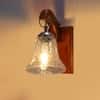 Devansh Solid Wood Electric Wall Light in Brown Colour with Transparent Shade Count of 1 Light