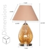 Decade Glass and Metal Table Lamp With Beige Cotton Shade