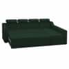 Luna 5 Seater Velvet LHS Pull Out Sofa Cum Bed in Green Color With Storage