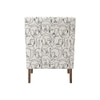 Leston Printed Human Canvas Fabric Lounge Chair in White Colour