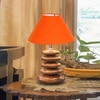 Devansh Orange Cotton Table Lamp With Wood  Pebble Lamp  (10X10X15) Inches