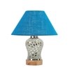 Devansh Conical Turquoise Jute Shade Lamp With Wood & Mosaic Glass Base For Decoration/Office/Home/Gifting/Study For Decoration/Office/Home/Gifting/Study -(10X10X14.5) Inches -A