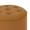 Rene Tuffed Pouffee In Mango Walnut Finish with Mustard Leatherette Colour