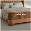 Heritage Cane Upholstered Queen Size Bed in Linen With Oak wood Frame