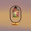 Devansh Multicolor Glass Wooden & Iron  Table Lamp -17 Inch Height  -Akl