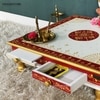 D'Dass White Mdf and Sheesham Wooden Pooja Chowki With Drawer