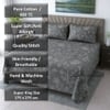 Jace Slate Grey Floral 400 TC Cotton Flat Super King Size Bedsheet with 2 Pillow Covers – Threads