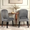 Rosslyn wood Dining Chair in Iron Grey Velvet Upholstery with MAHAGONY FINISH