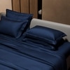 Stoa Paris 300 Tc Satin Bedsheet Super King Size Bed with Pillow Covers in Mystique Blue