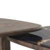 Alba Square Cluster Black Marquina Marble & Solid Wood Coffee Table In Danish Walnut Finish