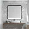 Modern Square Wall LED Mirror with Anodized Aluminum Frame Rose Gold Matte Black Brushed Silver