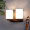 Eliante Wooden Wall Lights Wood, Glass & Material Brown Dark & White Finish