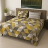 Multicolor Geometric 400 TC Cotton Flat Super King Size Bedsheet With 2 Pilllow Covers
