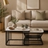 Novus Square Metal Nesting Coffee Table Set Black Finish White Porcelain Top Set Of 2