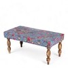 Bestone Solid Wood Bench In Bird Print Grey Kantha Fabric