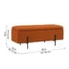 Doe Buck Luxury Boucle Storage Bench in Rust Colour with Black Metal Legs