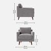 Reiti Velvet 1 Seater Sofa in Grey Colour