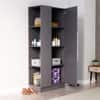 Hexa Red Wooden 1 Door Wardrobe with Hanging Space in Slate Grey Colour