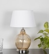 Idonia Nickel And Amber Finish Table Lamp With White Shade