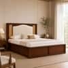 Reva Solid Wood Compact Queen Bed Hydraulic Storage Provincial Teak Finish Mattress 60 x 72 Inches
