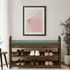 Halden Solid Wood Shoe Rack with Seating in Walnut Brown finish