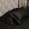 Stoa Paris Satin Pillow Covers,  Premium Plain Pillow Cover Set of 2, 68L x 45W cms - Midnight Black