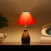 Devansh Orange Cotton Table Lamp With  Wood Natural Base -(10X12.5 Inches)-28