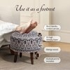 Mandala Fabric Wooden Ottoman in Blue Color Set of 2