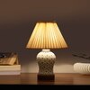 Devansh Off-White Cotton Straight Pleated Shade Lamp With Wood & Mosaic Glass Base For Decoration/Office/Home/Gifting/Study For Decoration/Office/Home/Gifting/Study