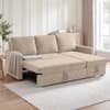 Kylo 3 Seater Velvet LHS Pull Out Sofa Cum Bed in Cream Color With Storage