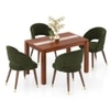 Atlas Crest Solid Wood 4 Seater Dining Table With Celia Accent Dining Chairs