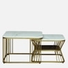 Funimet Square Metal Nesting Coffee Table Set Gold Finish White Porcelain Top Set Of 2