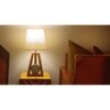 Vantage Brown Wooden Table Lamp with White Jute Lampshade