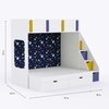 Pattern Dreams Bunk Bed  6X5 (Drawers On Wheels) In White & Blue Colour