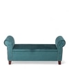 Queens Solid Wood 2 Seater Bench/ Couch With Inside Storage Space In Turquoise Sea Velvet