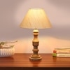 Devansh Off White Cotton Table Lamp With  Wood Natural Base (10X18 Inches)-27