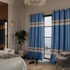 Stoa Paris Satin Curtain for Door, 70% Blackout Curtains, Sun Protection, Set of 2, Versailles - Celestial Blue