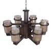Eliante Chandelier - 6 Light Mild Steel Wood Glass Hanging Ceiling Light Fixture