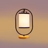 Devansh White & Black Cotton Drum Wooden  & Iron Table Lamp -17 Inch Height  -F