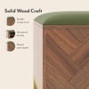 Nina 4 Pairs Solid Wood Shoe Cabinet With Seat In Amber Walnut Finish Olive Leatherette