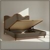 Solara Wave Luxe King Size Bed in velvet With Oak wood Frame & Hydraulic Storage