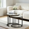 Metalform Round Metal Nesting Coffee Table Set Black Finish White Porcelain Top Set Of 2