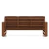 Moreno 3 Seater Solid Wood Sofa in Amber Walnut Finish and Terracotta Stripe Fabric