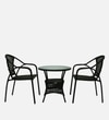 Esperance  Wicker Table And Chair Set In Black Finish