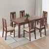 Fidora 6 Seater Dining Table With Martha Dining Chairs Set Of 2 (Colour- Wheat Brown, Finish- Teak)