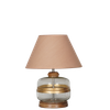 VARELLO Clear Glass Table Lamp with Gold Accent and Wood Base Beige Shade
