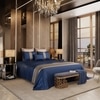 Stoa Paris Super King Bedsheet  Bedsheet, Mystique Blue Champagne