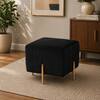 Doe Buck Adirondack Channel Tufted Velvet Ottoman Stool in Black Colour with Gold Legs