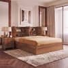 Koro  Solid Wood King Size Box Storage Bed In Amber Walnut Finish