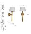 Parker Single Light Wall Fitting In Antique Brass Finish Metal With White Cotton Shade